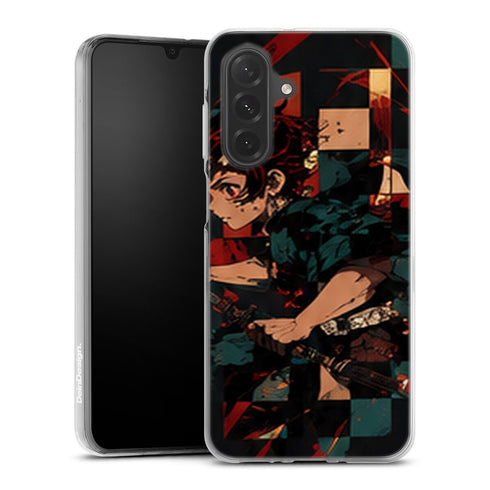 Coque Samsung A27 5G Demon Slayer Tanjiro Kamado Damier Rouge Noir - coque Samsung A27 5G Demon Slayer