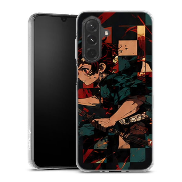 Coque Samsung A27 5G Demon Slayer Tanjiro Kamado Damier Rouge Noir - coque Samsung A27 5G Demon Slayer