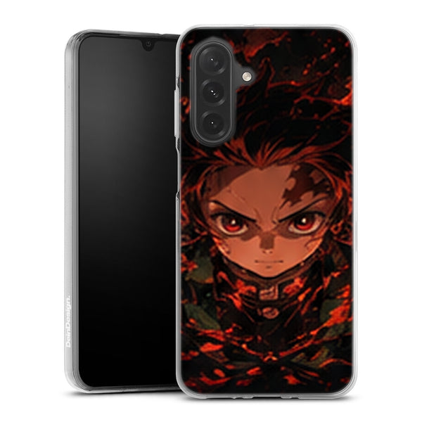 Coque Samsung A27 5G Demon Slayer Tanjiro Kamado Portrait Feu Noir - coque Samsung A27 5G Demon Slayer
