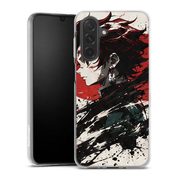 Coque Samsung A27 5G Demon Slayer Tanjiro Kamado Profil Encre Rouge - coque Samsung A27 5G Demon Slayer