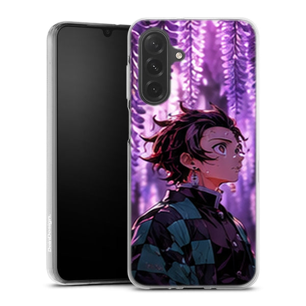 Coque Samsung A27 5G Demon Slayer Tanjiro Kamado Profil Glycines Violettes - coque Samsung A27 5G Demon Slayer