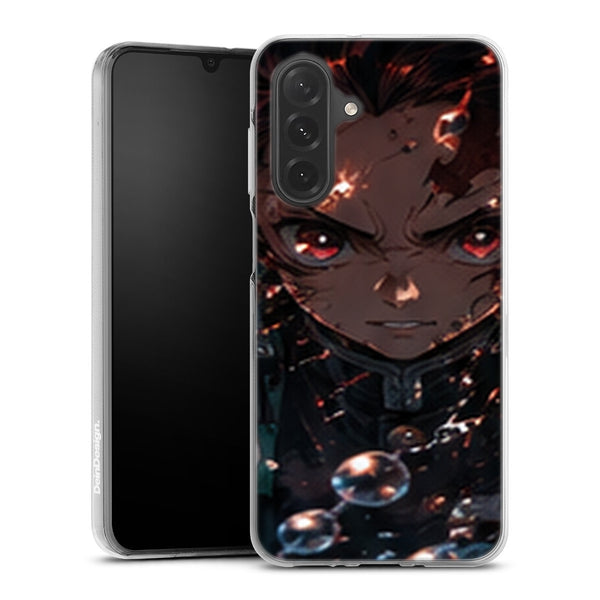 Coque Samsung A27 5G Demon Slayer Tanjiro Kamado Regard Bulles Rouges - coque Samsung A27 5G Demon Slayer