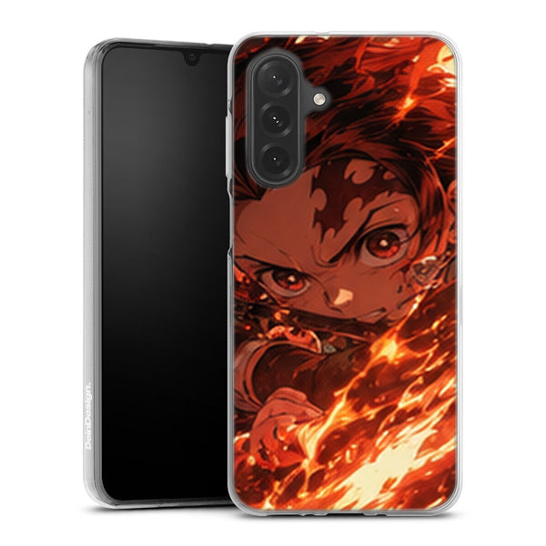 Coque Samsung A27 5G Demon Slayer Tanjiro Kamado Regard Feu Flammes - coque Samsung A27 5G Demon Slayer