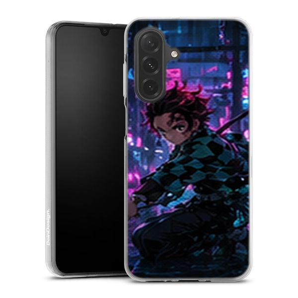 Coque Samsung A27 5G Demon Slayer Tanjiro Kamado Ville Neon Katana - coque Samsung A27 5G Demon Slayer