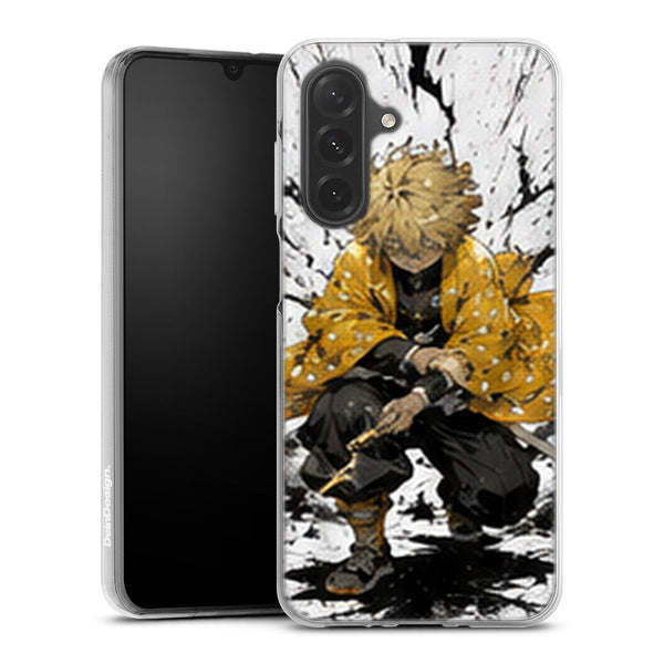 Coque Samsung A27 5G Demon Slayer Zenitsu Agatsuma Assis Encre Noire - coque Samsung A27 5G Demon Slayer