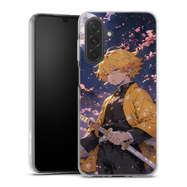 Coque Samsung A27 5G Demon Slayer Zenitsu Agatsuma Lune Cerisiers - coque Samsung A27 5G Demon Slayer