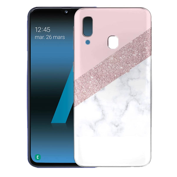 Coque samsung a40 rose marbre