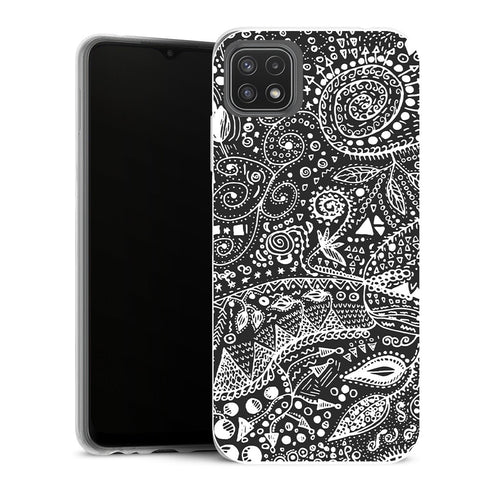 Coque Samsung Galaxy A22 5G Aesthetic aztec bw handmade - MaCoquePerso