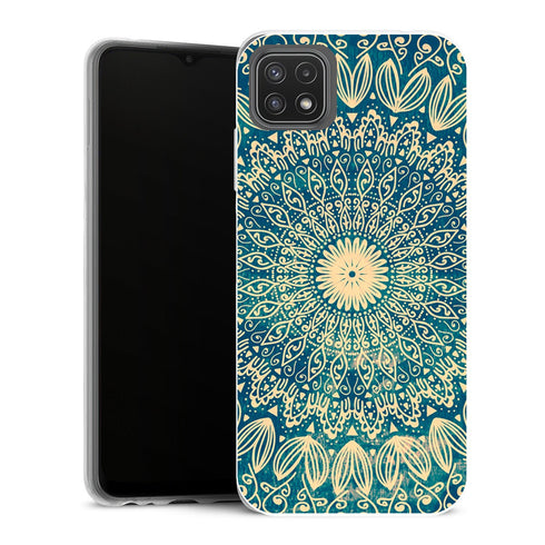 Coque Samsung Galaxy A22 5G Aesthetic blue organic boho mandala - MaCoquePerso