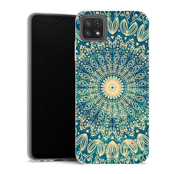 Coque Samsung Galaxy A22 5G Aesthetic blue organic boho mandala - MaCoquePerso