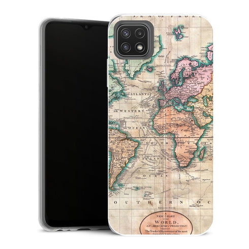 Coque Samsung Galaxy A22 5G Aesthetic Carte du monde vintage 1801 - MaCoquePerso