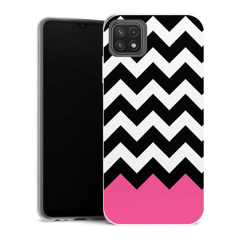 Coque Samsung Galaxy A22 5G Aesthetic Chevrons et rose - MaCoquePerso