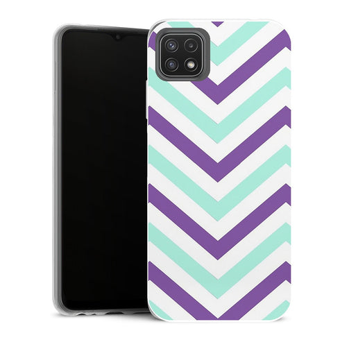Coque Samsung Galaxy A22 5G Aesthetic Chevrons Violet Bleu Ciel - MaCoquePerso