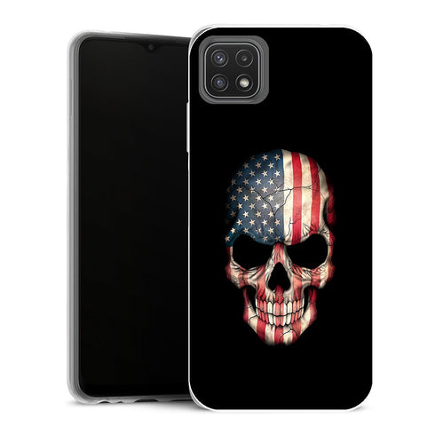 Coque Samsung Galaxy A22 5G Aesthetic Crâne militaire Drapeau Usa - MaCoquePerso
