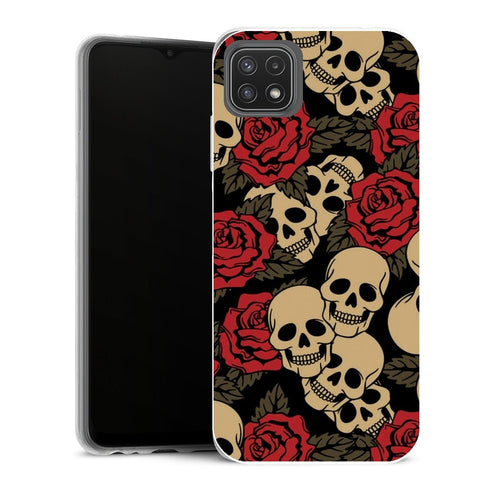 Coque Samsung Galaxy A22 5G Aesthetic Crânes et roses - MaCoquePerso