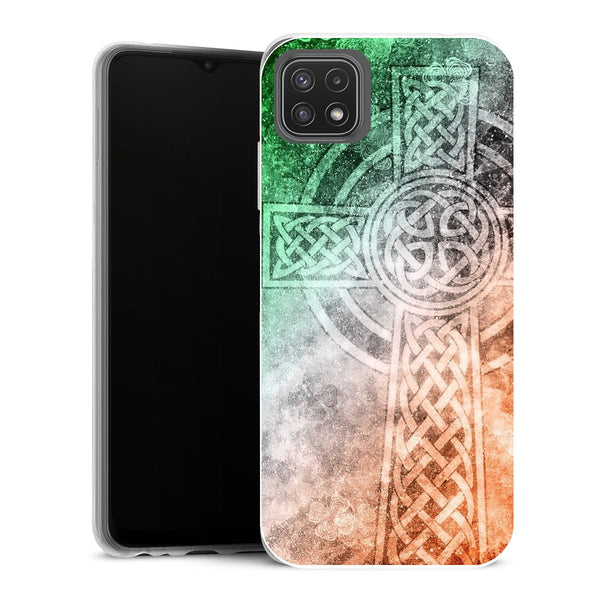 Coque Samsung Galaxy A22 5G Aesthetic Croix celtique irlandaise en détresse - MaCoquePerso
