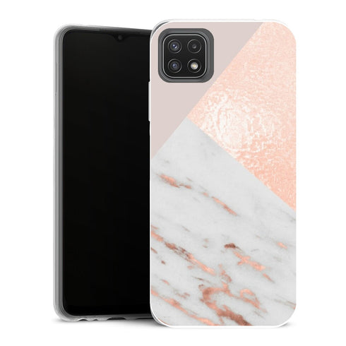 Coque Samsung Galaxy A22 5G Aesthetic feuille d'or rose et un taupe doux - MaCoquePerso