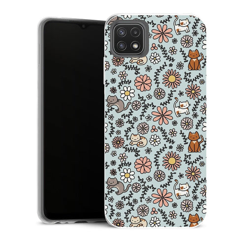 Coque Samsung Galaxy A22 5G Aesthetic Fleur Miaou - MaCoquePerso