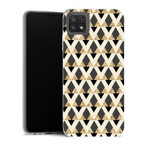 Coque Samsung Galaxy A22 5G Aesthetic glitter triangles in gold black and nude - MaCoquePerso