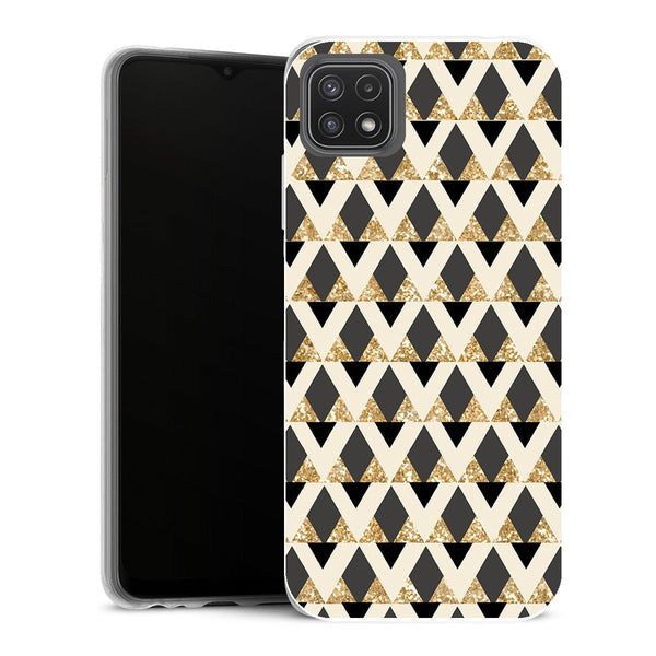 Coque Samsung Galaxy A22 5G Aesthetic glitter triangles in gold black and nude - MaCoquePerso