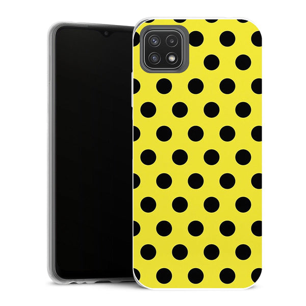 Coque Samsung Galaxy A22 5G Aesthetic Jaune Pois Noir - MaCoquePerso