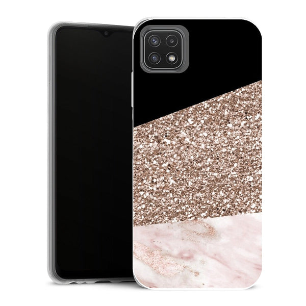Coque Samsung Galaxy A22 5G Aesthetic Marbre de la Forêt Noire - MaCoquePerso