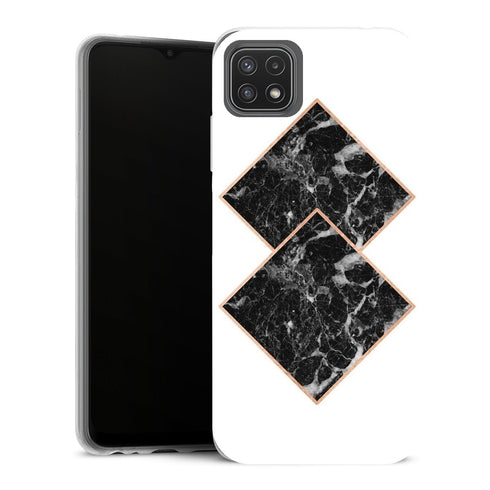 Coque Samsung Galaxy A22 5G Aesthetic Marbre noir diamant or rose dore - MaCoquePerso