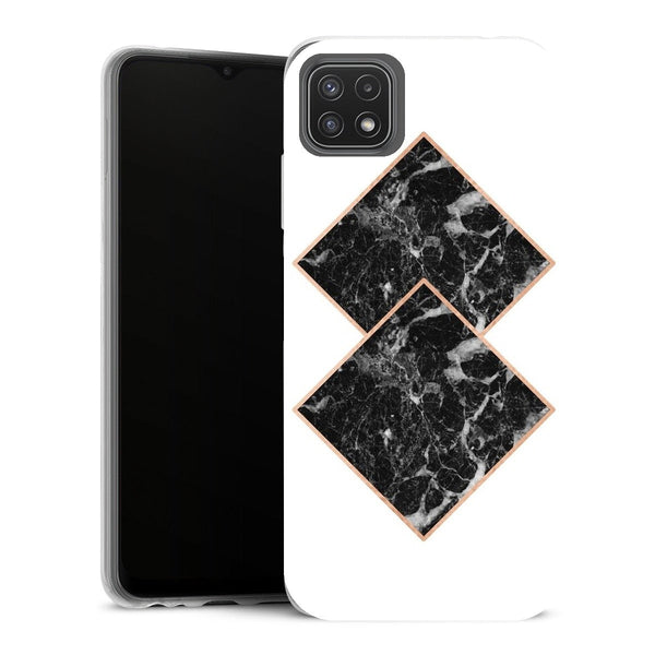 Coque Samsung Galaxy A22 5G Aesthetic Marbre noir diamant or rose dore - MaCoquePerso