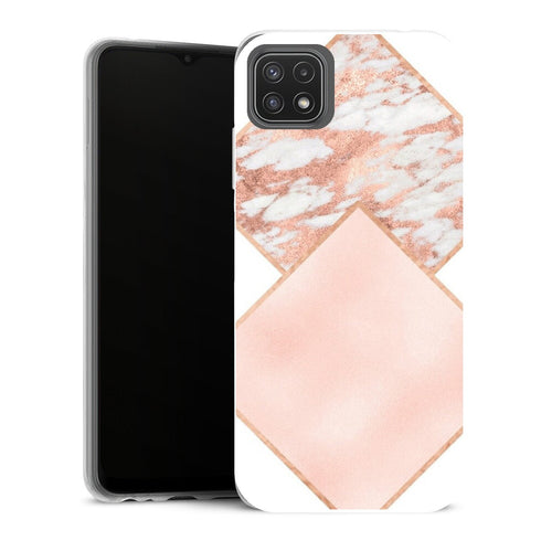 Coque Samsung Galaxy A22 5G Aesthetic Marbre rose or rose blush doux - MaCoquePerso