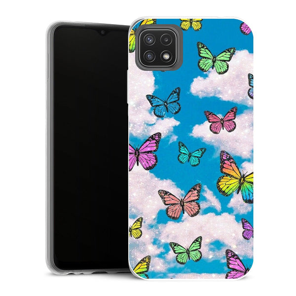 Coque Samsung Galaxy A22 5G Aesthetic motif papillon nuageux - MaCoquePerso