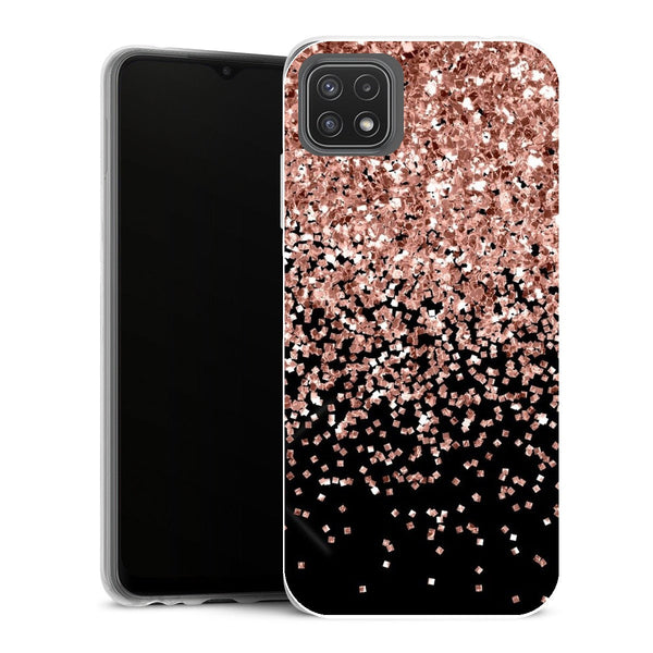Coque Samsung Galaxy A22 5G Aesthetic Paillettes d'or rose - MaCoquePerso