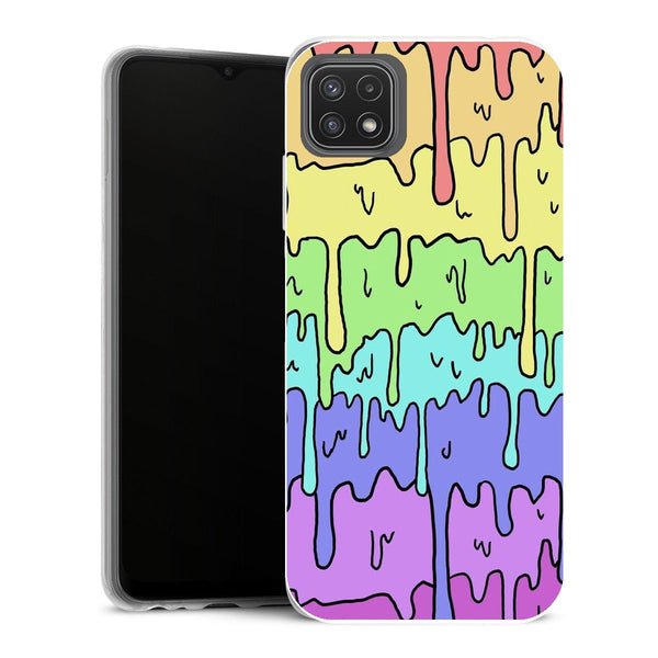 Coque Samsung Galaxy A22 5G Aesthetic Pastel Kawaii Melting Rainbow Design - MaCoquePerso