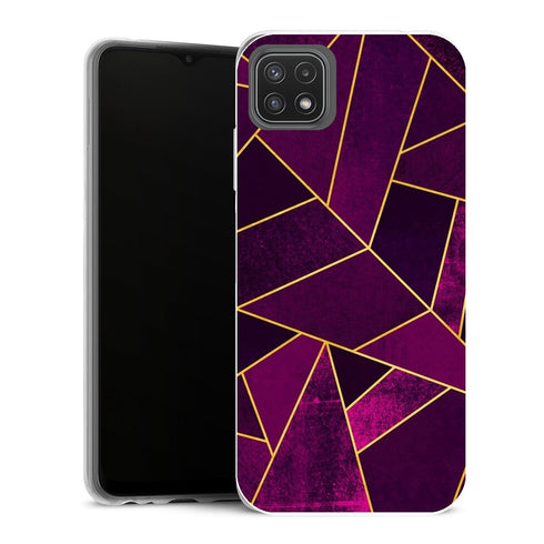 Coque Samsung Galaxy A22 5G Aesthetic Purple Stone Lignes d'or - MaCoquePerso