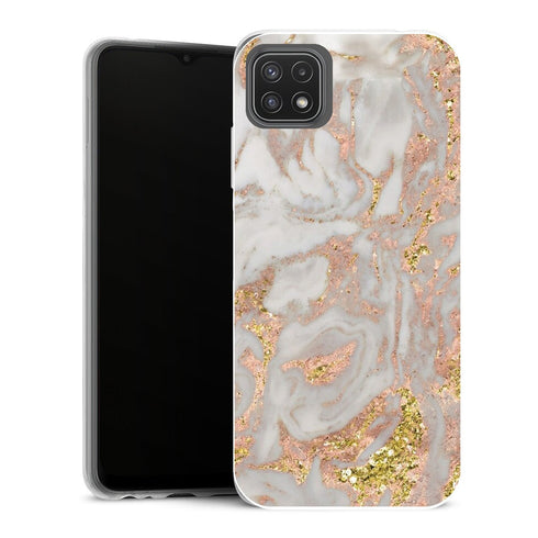 Coque Samsung Galaxy A22 5G Aesthetic Tourbillon éblouissant de marbre or rose - MaCoquePerso