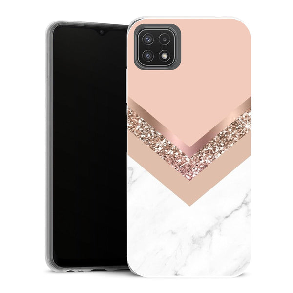 Coque Samsung Galaxy A22 5G Aesthetic Triangle en or rose et marbre - MaCoquePerso