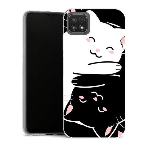 Coque Samsung Galaxy A22 5G Animaux Chats Kawaii Yin et Yang - MaCoquePerso