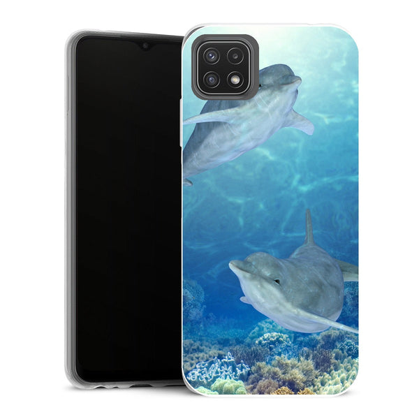 Coque Samsung Galaxy A22 5G Animaux Dauphins Heureux - MaCoquePerso