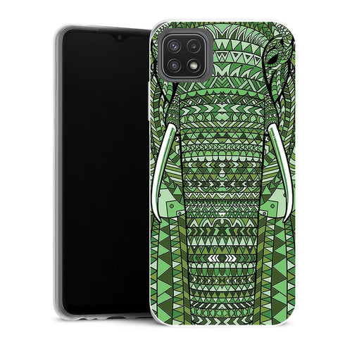 Coque Samsung Galaxy A22 5G Animaux Elephant Vert Azteq - MaCoquePerso