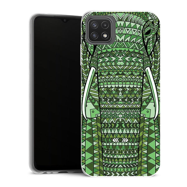 Coque Samsung Galaxy A22 5G Animaux Elephant Vert Azteq - MaCoquePerso