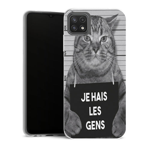 Coque Samsung Galaxy A22 5G Animaux i hate people cat jail - MaCoquePerso