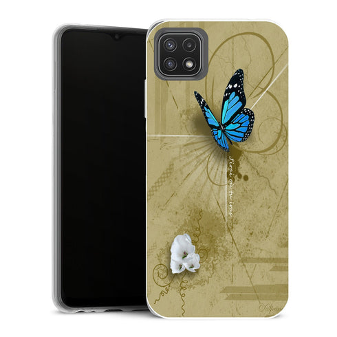 Coque Samsung Galaxy A22 5G Animaux Papilloon bleu - MaCoquePerso