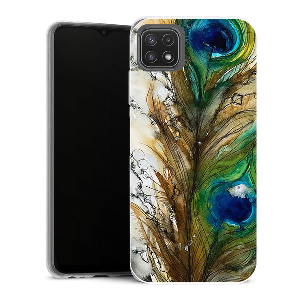Coque Samsung Galaxy A22 5G Animaux Plume paon - MaCoquePerso
