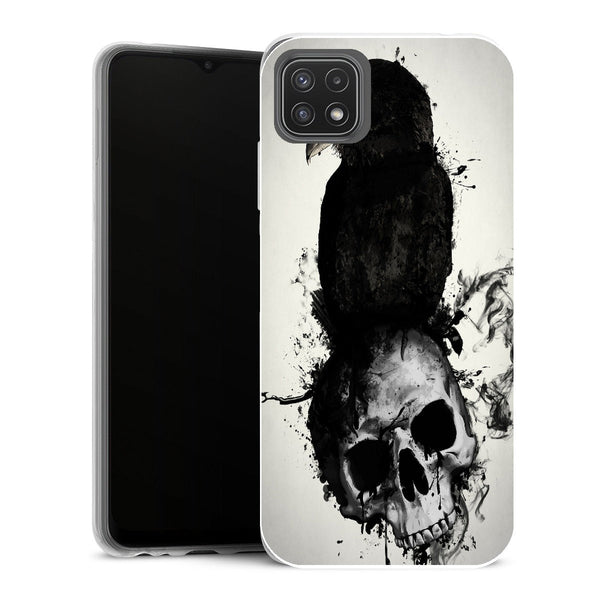 Coque Samsung Galaxy A22 5G Animaux raven and skull - MaCoquePerso
