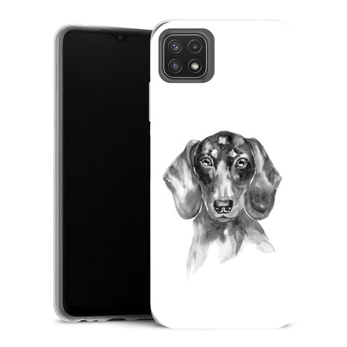 Coque Samsung Galaxy A22 5G Animaux Tekel black white 127700059 - MaCoquePerso