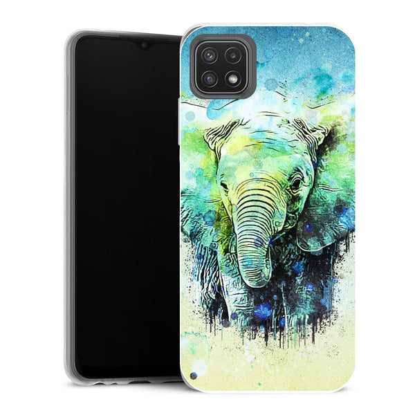 Coque Samsung Galaxy A22 5G Animaux Watercolor Elephant - MaCoquePerso