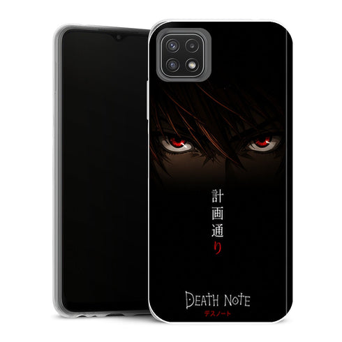 Coque Samsung Galaxy A22 5G Death Note Regard Kira Yeux Rouges - MaCoquePerso