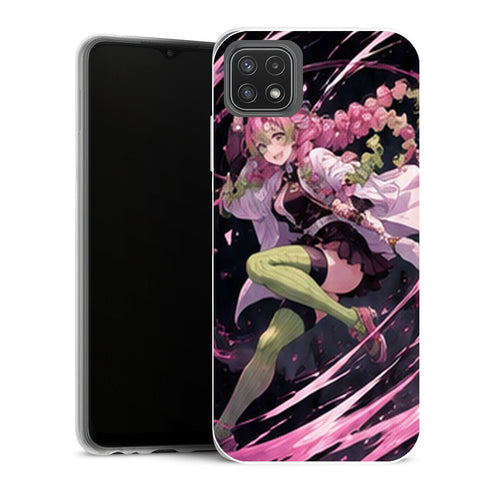 Coque Samsung Galaxy A22 5G Demon Slayer Mitsuri Kanroji Attaque Rubans Roses - MaCoquePerso