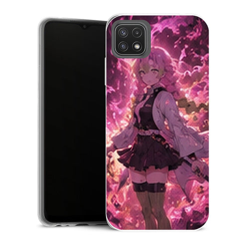 Coque Samsung Galaxy A22 5G Demon Slayer Mitsuri Kanroji Aura Rose Combat - MaCoquePerso