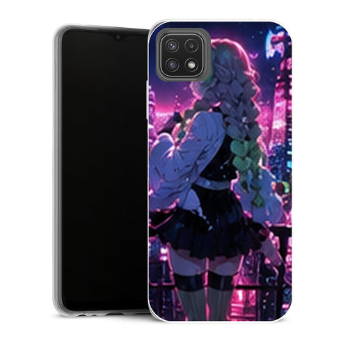 Coque Samsung Galaxy A22 5G Demon Slayer Mitsuri Kanroji Balcon Ville Nuit - MaCoquePerso