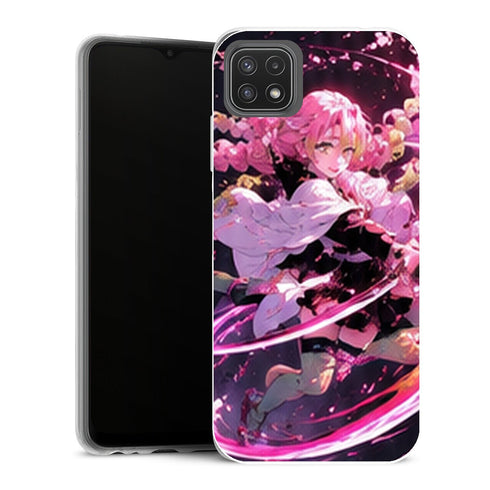 Coque Samsung Galaxy A22 5G Demon Slayer Mitsuri Kanroji Combat Tourbillon Rose - MaCoquePerso